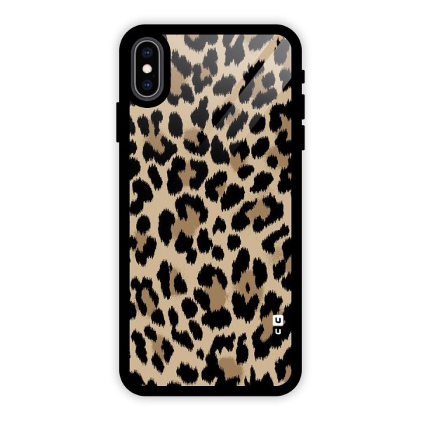 Brown Leapord Print Glass Back Case for iPhone XS Max