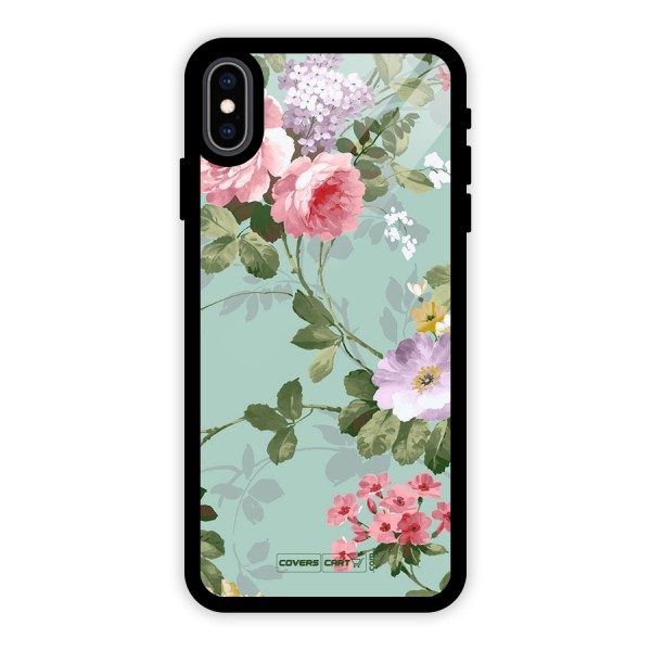 Desinger Floral Glass Back Case for iPhone XS Max
