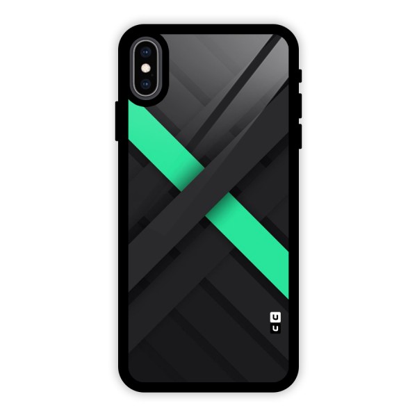 Green Stripe Diagonal Glass Back Case for iPhone XS Max
