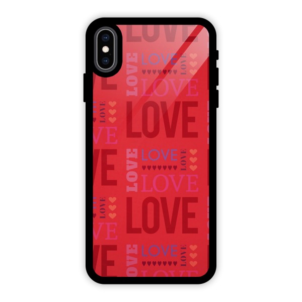 Love Pattern Glass Back Case for iPhone XS Max