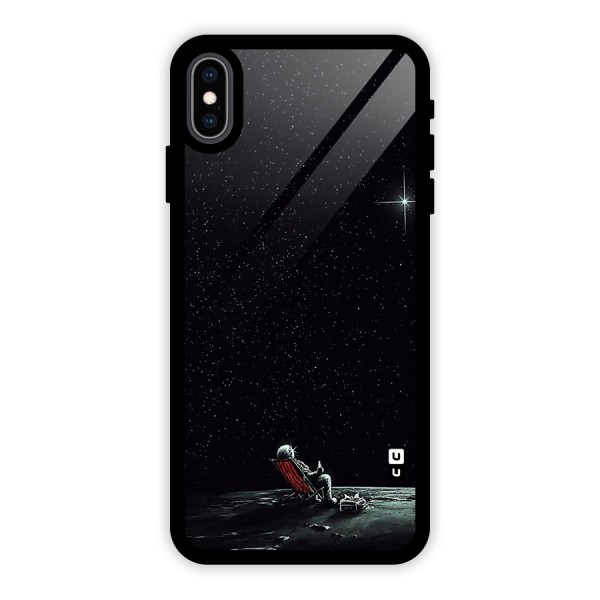 Resting Spaceman Face Glass Back Case for iPhone XS Max
