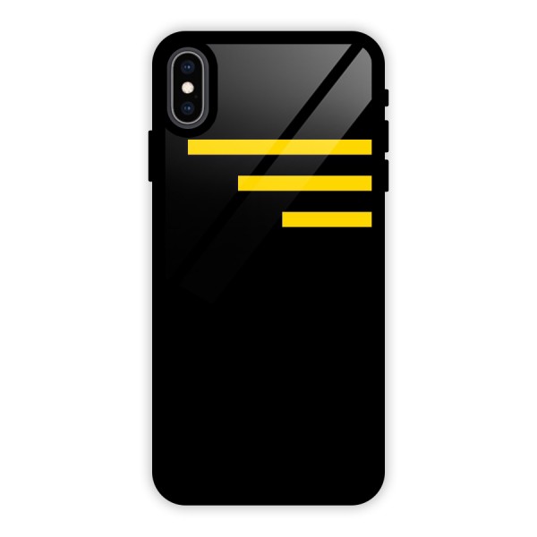 Sports Yellow Stripes Glass Back Case for iPhone XS Max