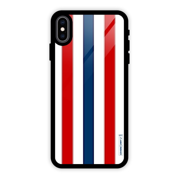 Tricolor Stripes Glass Back Case for iPhone XS Max