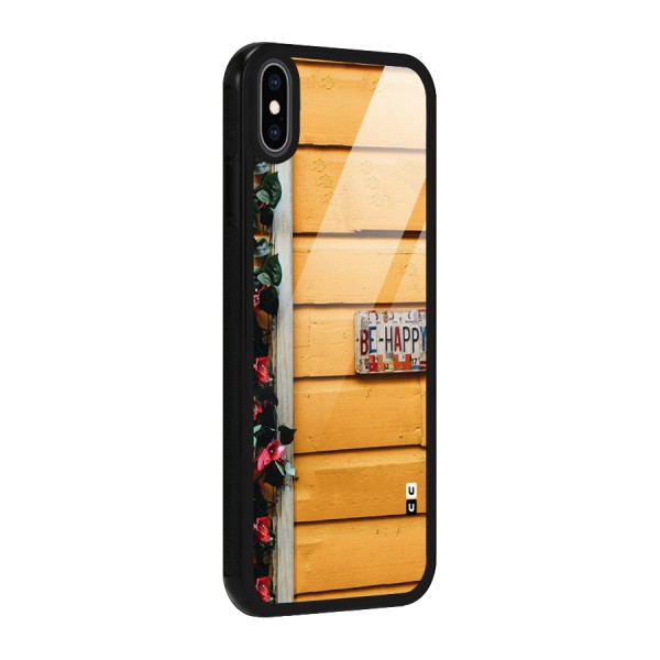 Be Happy Yellow Wall Glass Back Case for iPhone XS Max