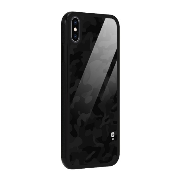 Black Camouflage Glass Back Case for iPhone XS Max