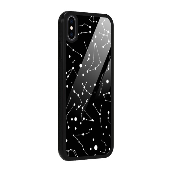 Black Constellation Pattern Glass Back Case for iPhone XS Max