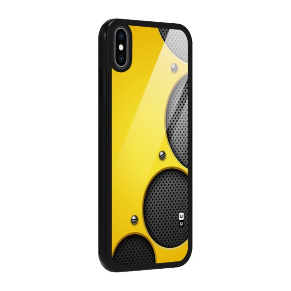 Black Net Yellow Glass Back Case for iPhone XS Max