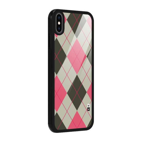 Check And Lines Glass Back Case for iPhone XS Max