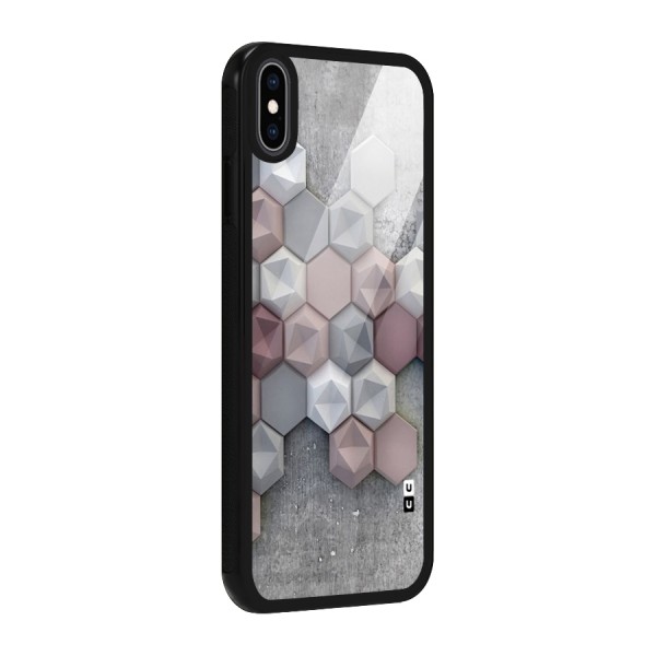 Cute Hexagonal Pattern Glass Back Case for iPhone XS Max