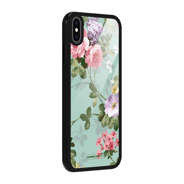 Desinger Floral Glass Back Case for iPhone XS Max