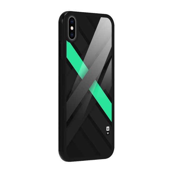 Green Stripe Diagonal Glass Back Case for iPhone XS Max