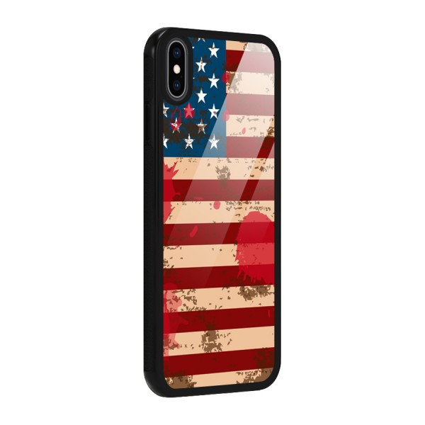 Grunge USA Flag Glass Back Case for iPhone XS Max