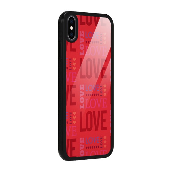 Love Pattern Glass Back Case for iPhone XS Max