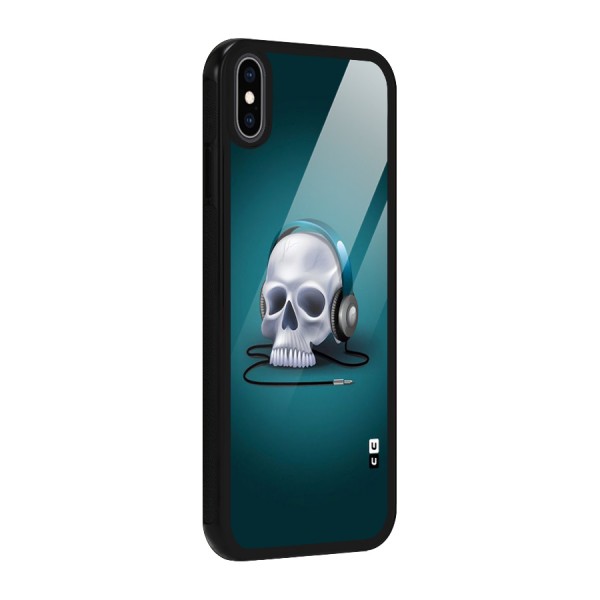Music Skull Glass Back Case for iPhone XS Max