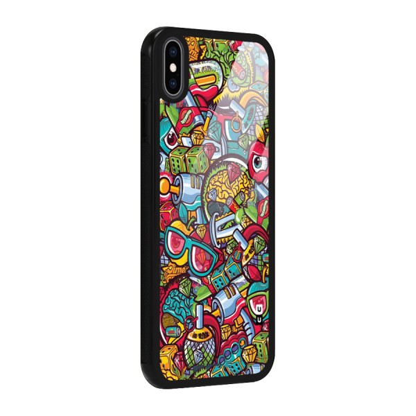 Retro Diamond Design Glass Back Case for iPhone XS Max