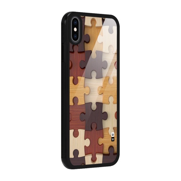 Wooden Puzzle (Printed) Glass Back Case for iPhone XS Max