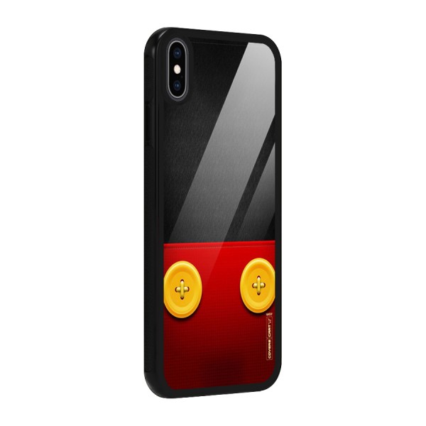 Yellow Button Glass Back Case for iPhone XS Max