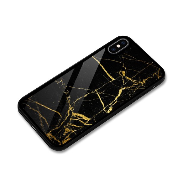Black And Gold Design Glass Back Case for iPhone XS Max