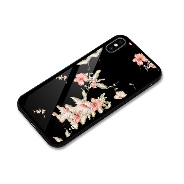 Black Floral Glass Back Case for iPhone XS Max