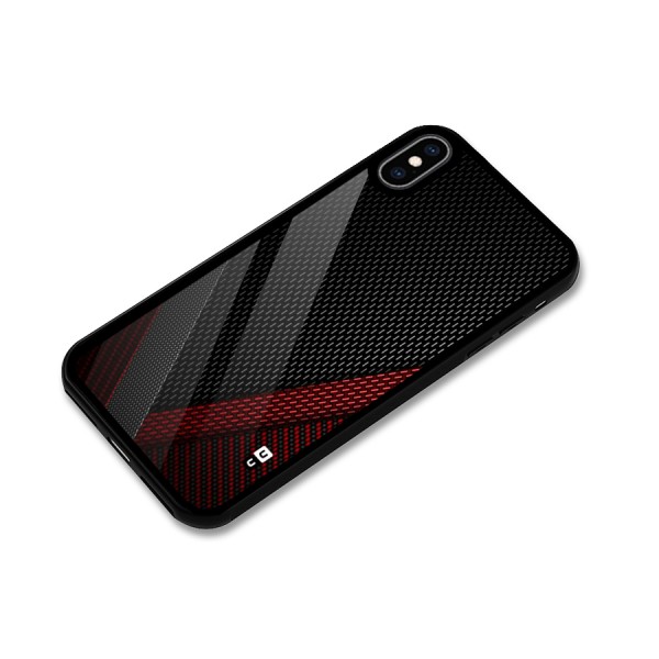 Classy Black Red Design Glass Back Case for iPhone XS Max