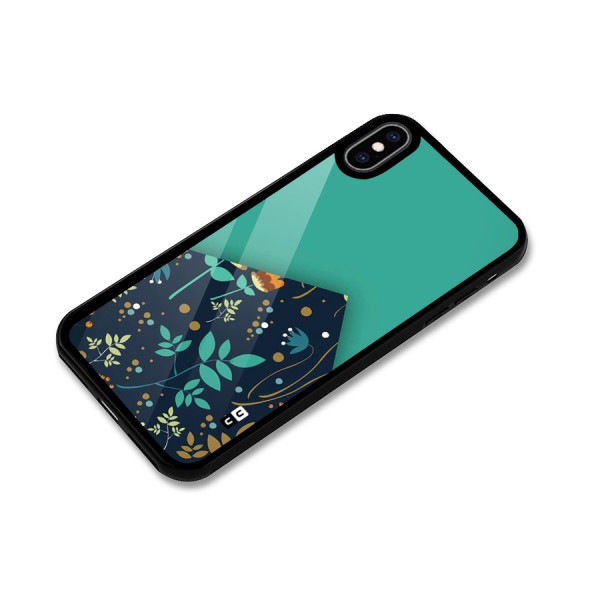 Floral Corner Glass Back Case for iPhone XS Max