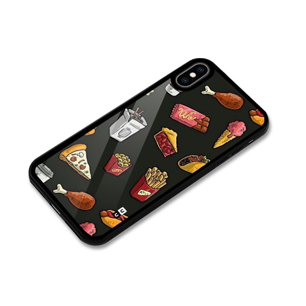 Foodie Pattern Glass Back Case for iPhone XS Max