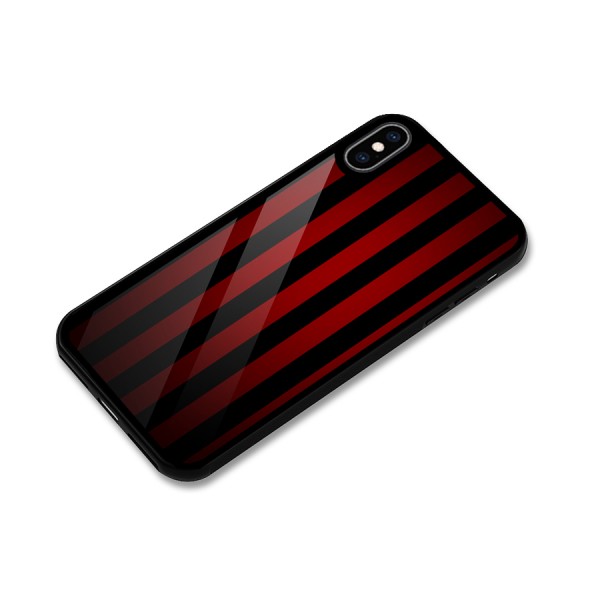Red Black Stripes Glass Back Case for iPhone XS Max