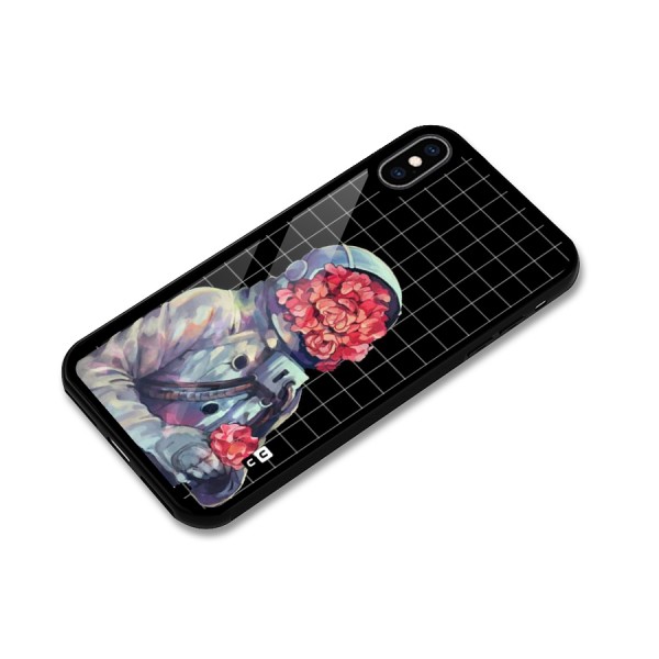 Robot Rose Glass Back Case for iPhone XS Max