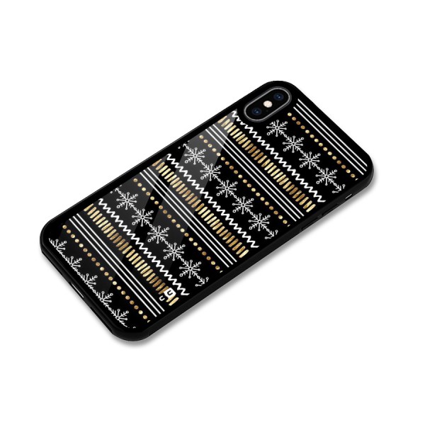 Snowflakes Gold Glass Back Case for iPhone XS Max
