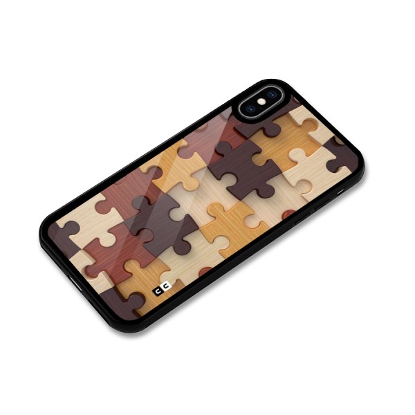 Wooden Puzzle (Printed) Glass Back Case for iPhone XS Max