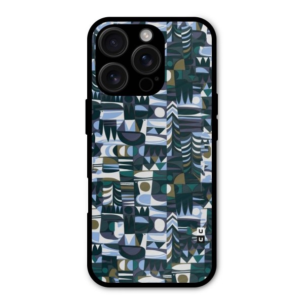 Abstract Blues Metal Back Case for iPhone 16 Pro