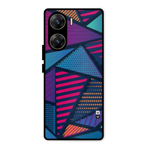 Abstract Lines Polka Metal Back Case for Vivo V29e