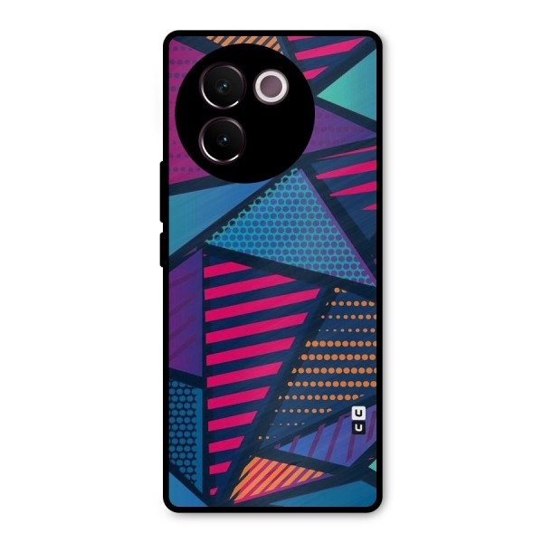 Abstract Lines Polka Metal Back Case for Vivo V30e