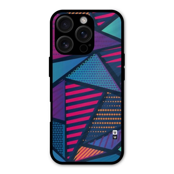 Abstract Lines Polka Metal Back Case for iPhone 16 Pro
