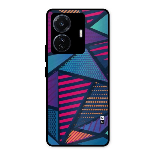 Abstract Lines Polka Metal Back Case for iQOO Z6