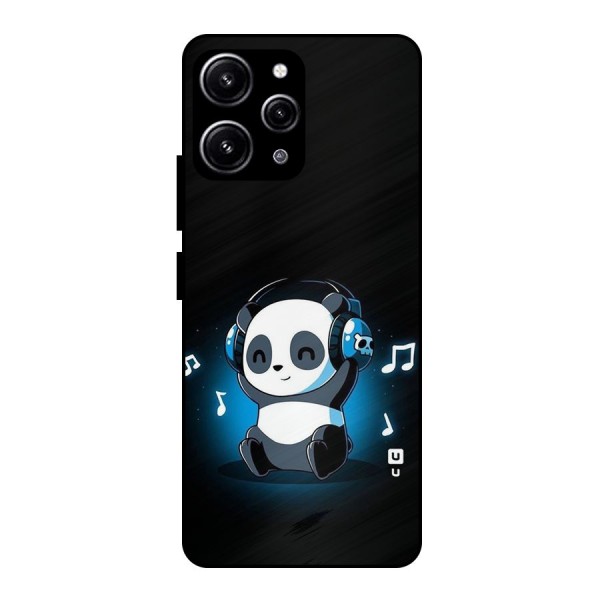 Adorable Panda Enjoying Music Glass Back Case for Redmi 12 4G