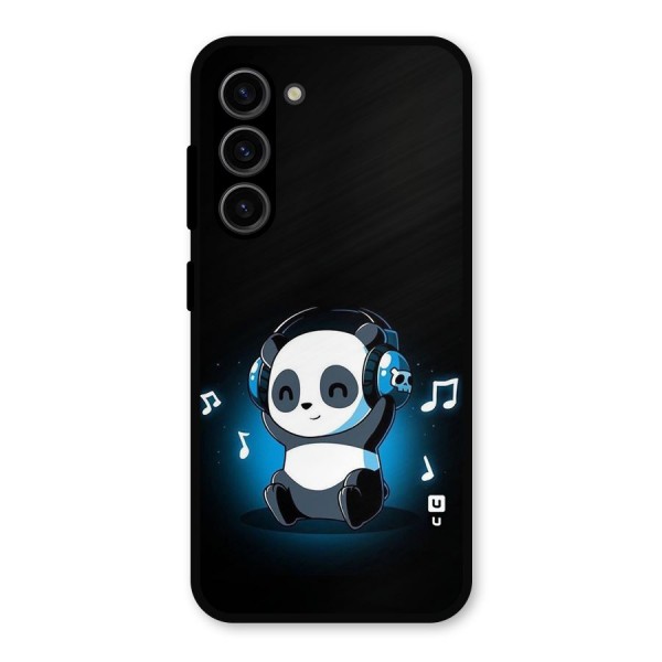 Adorable Panda Enjoying Music Metal Back Case for Galaxy S23