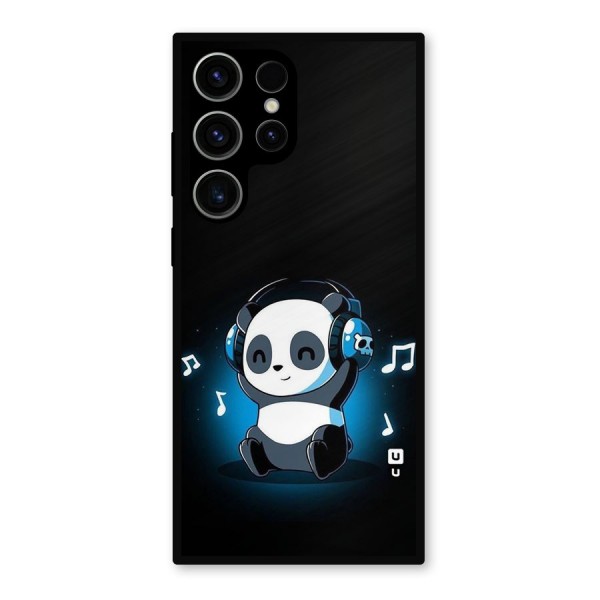 Adorable Panda Enjoying Music Metal Back Case for Galaxy S23 Ultra