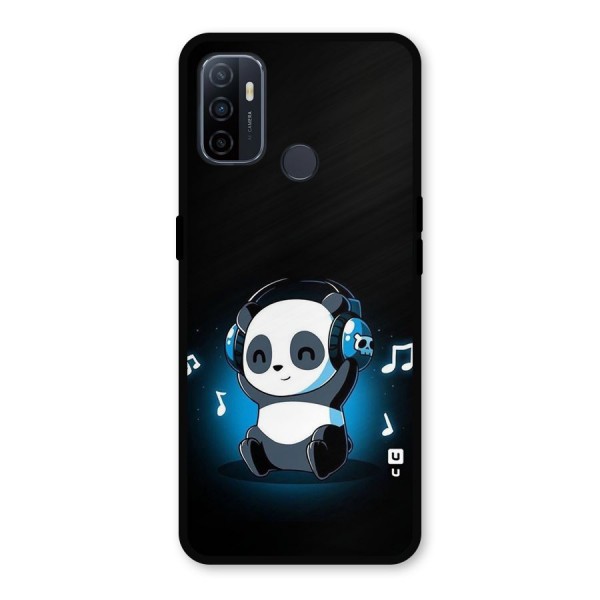 Adorable Panda Enjoying Music Metal Back Case for Oppo A53