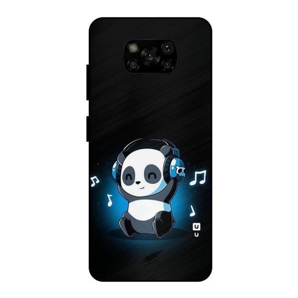 Adorable Panda Enjoying Music Metal Back Case for Poco X3