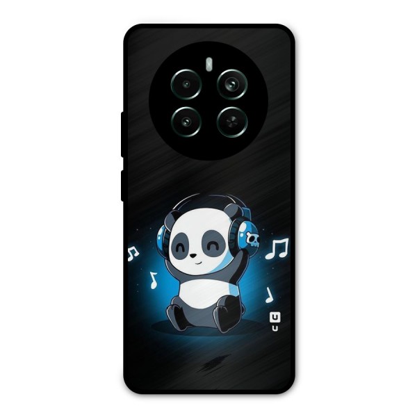 Adorable Panda Enjoying Music Metal Back Case for Realme 12 Pro Plus
