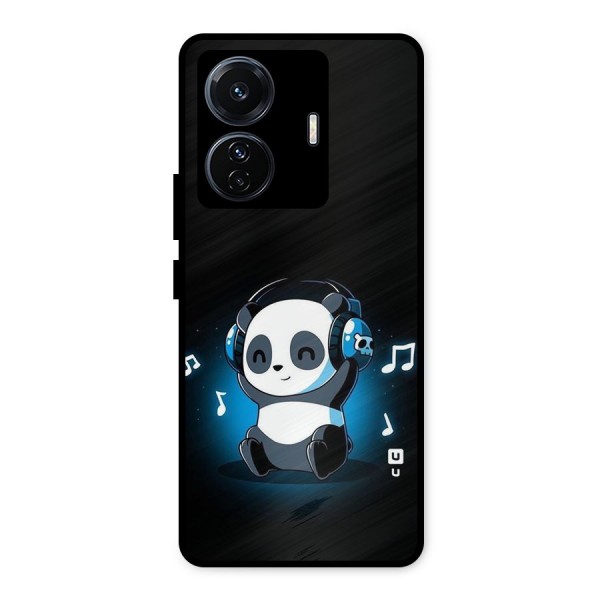 Adorable Panda Enjoying Music Metal Back Case for Vivo T1 Pro
