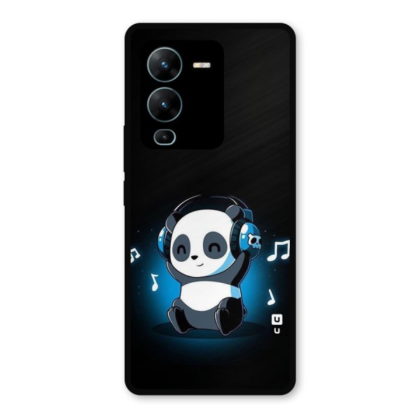Adorable Panda Enjoying Music Metal Back Case for Vivo V25 Pro
