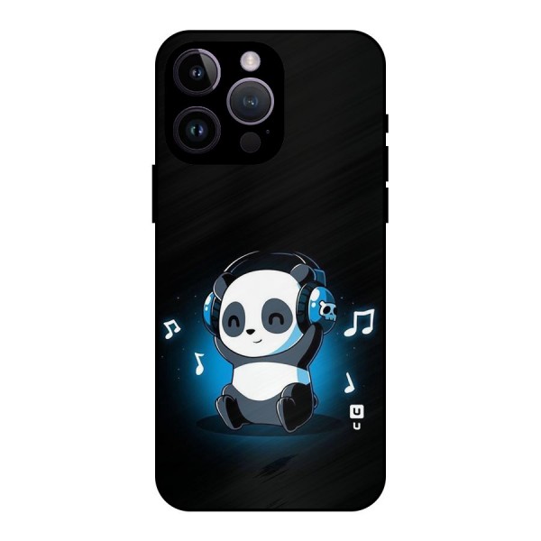 Adorable Panda Enjoying Music Metal Back Case for iPhone 14 Pro Max