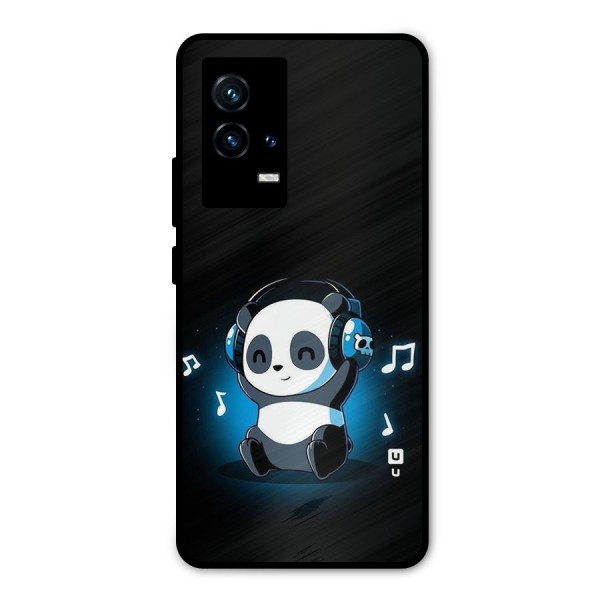 Adorable Panda Enjoying Music Metal Back Case for iQOO 9 5G