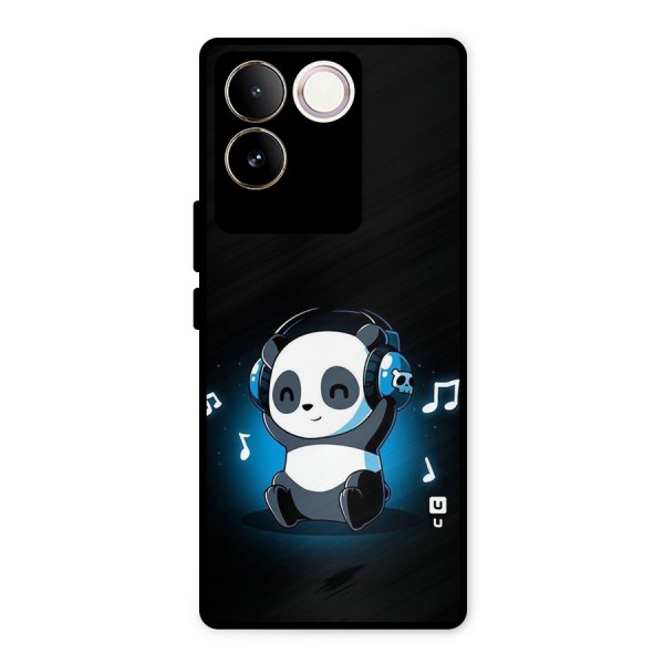 Adorable Panda Enjoying Music Metal Back Case for iQOO Z7 Pro