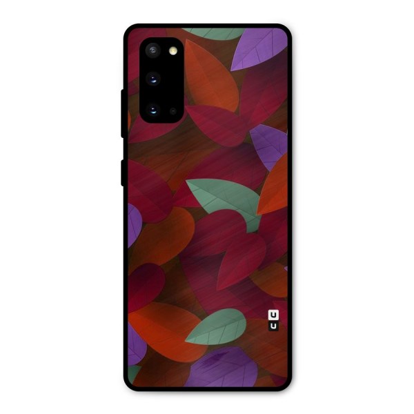 Aesthetic Colorful Leaves Metal Back Case for Galaxy S20