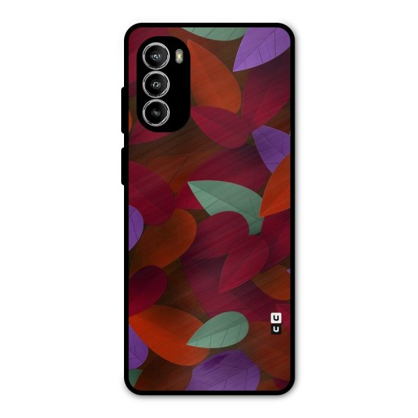 Aesthetic Colorful Leaves Metal Back Case for Moto G52