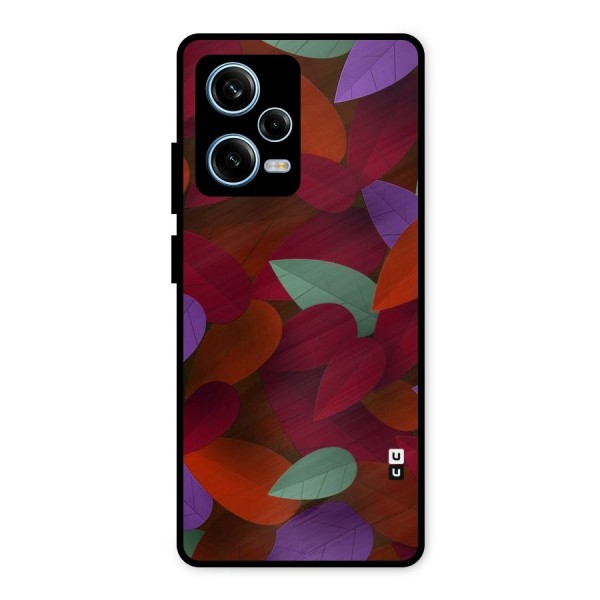 Aesthetic Colorful Leaves Metal Back Case for Redmi Note 12 Pro