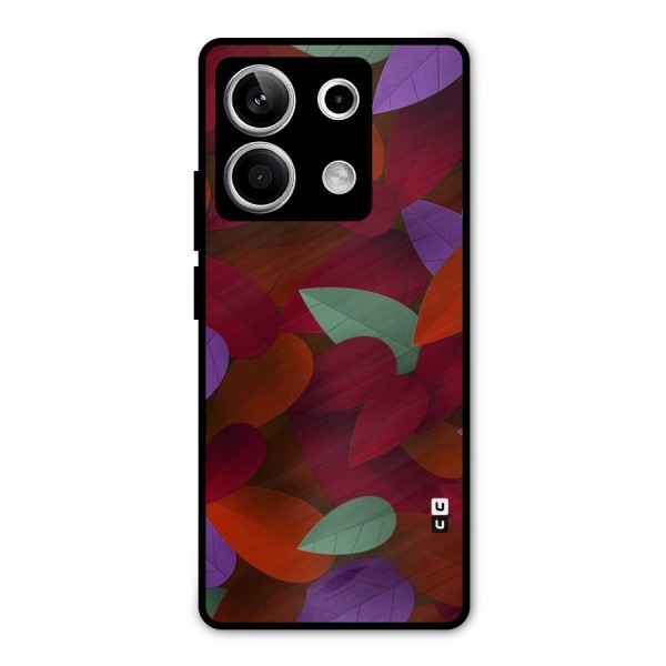 Aesthetic Colorful Leaves Metal Back Case for Redmi Note 13 5G